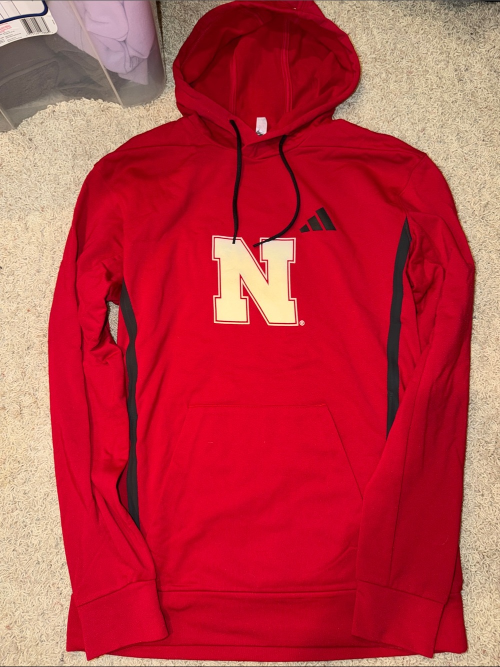 adidas Red Hooded Sweatshirt with Cream Nebraska N